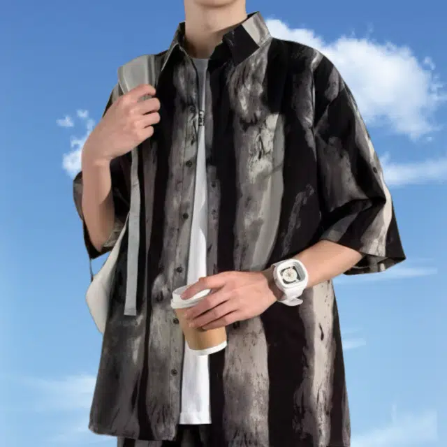 木木兔 休闲透气简约短袖衬衫 男款