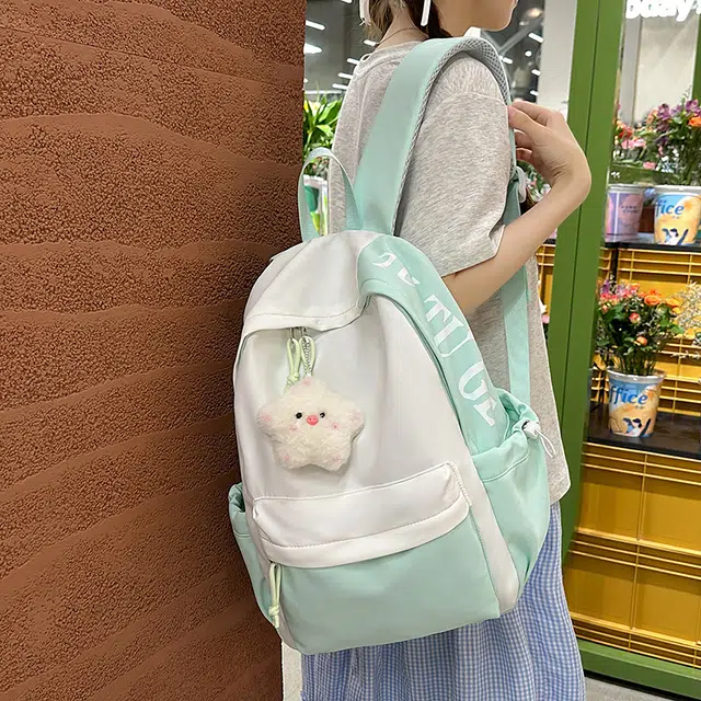 木木兔 书包女生高中超大容量中学生初中生小学生轻便 经典时尚小众设计 高级感 尼龙布 双肩包 常规 白色