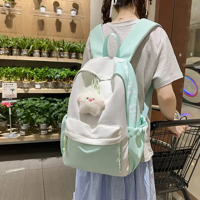 木木兔 书包女生高中超大容量中学生初中生小学生轻便 经典时尚小众设计 高级感 尼龙布 双肩包 常规 白色