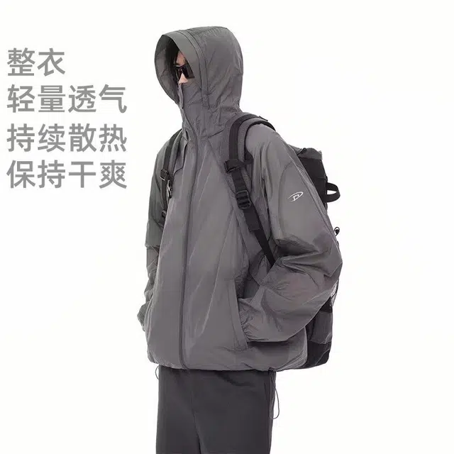 木木兔 透气休闲运动高端轻薄款美式衣遮阳机能风露营遮阳防晒服 男款