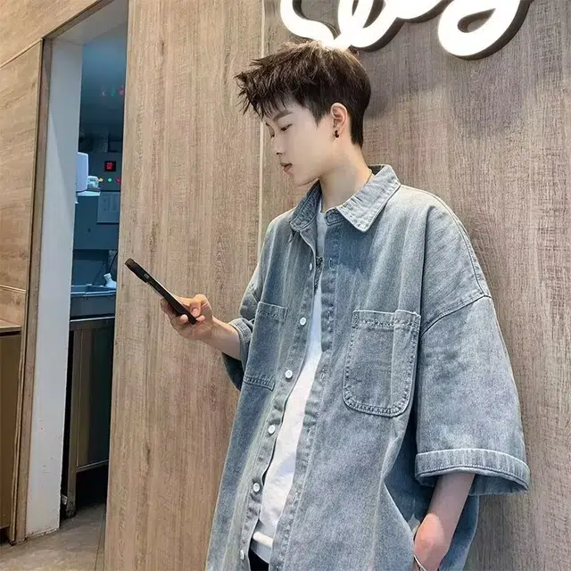 木木兔 复古美式透气时尚港风日系短袖衬衫 男款