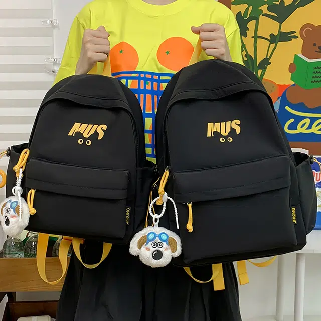 木木兔 减负书包 女生初中生高中超大容量中学生 小学生轻便 尼龙布 双肩包 常规 米白色