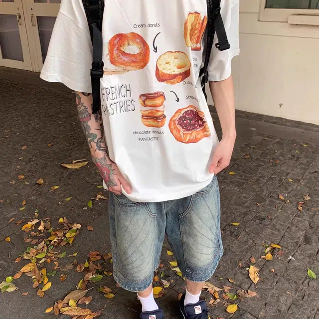 木木兔 水洗做旧潮牌休闲小众时尚设计感百搭宽松五分裤牛仔短裤 男款