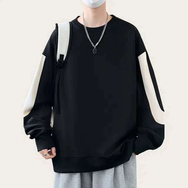 木木兔 休闲运动宽松落肩袖圆领长袖卫衣 男款