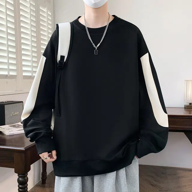 木木兔 休闲运动宽松落肩袖圆领长袖卫衣 男款