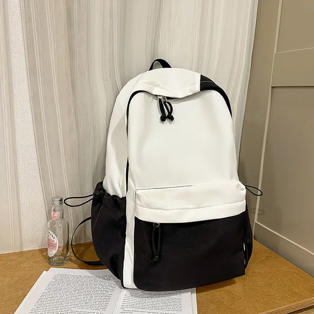 木木兔 书包女生高中超大容量中学生初中生小学生轻便 经典时尚小众设计 高级感 尼龙布 双肩包 常规 白色
