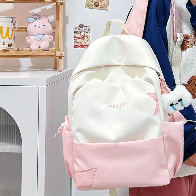 木木兔 书包女生初中生超大容量中学生高中小学生轻便减负  经典时尚小众设计 高级感 休闲拉链开合 尼龙布 双肩包 常规 黄色