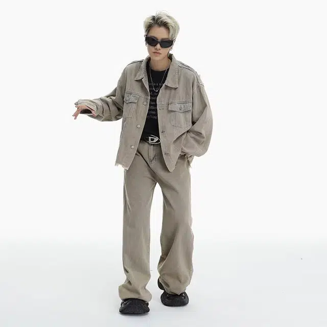 木木兔 秋季长袖宽松时尚潮流流行薄款美式高街两件套休闲运动套装 男款