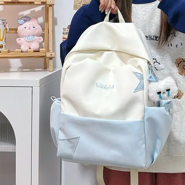 木木兔 书包女生初中生超大容量中学生高中小学生轻便减负  经典时尚小众设计 高级感 休闲拉链开合 尼龙布 双肩包 常规 黄色