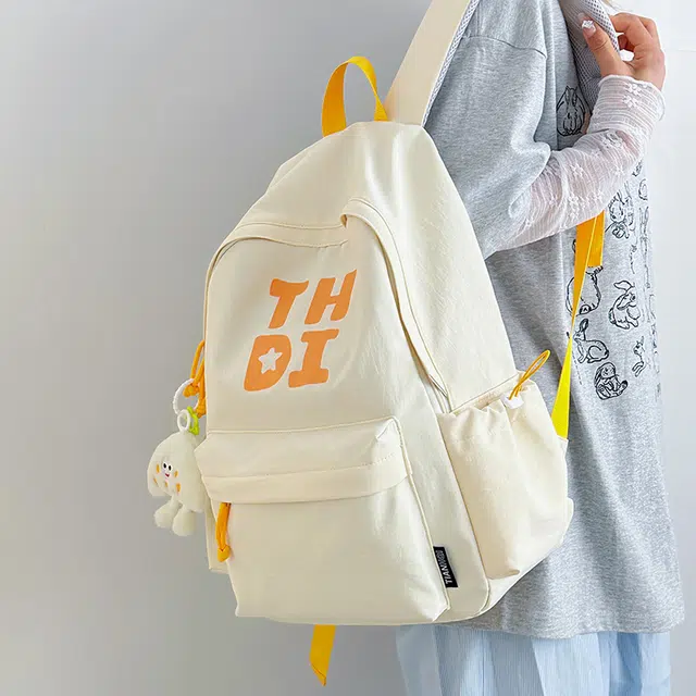木木兔 书包女生初中生超大容量中学生高中小学生轻便减负  经典时尚小众设计 高级感 休闲拉链开合 尼龙布 双肩包 常规 卡其色