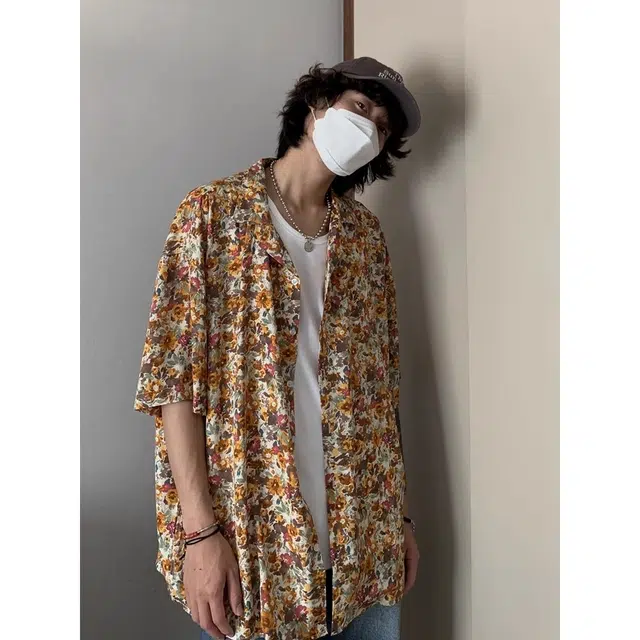 木木兔 复古夏威夷碎花休闲透气时尚简约轻便轻便简约短袖衬衫 男款