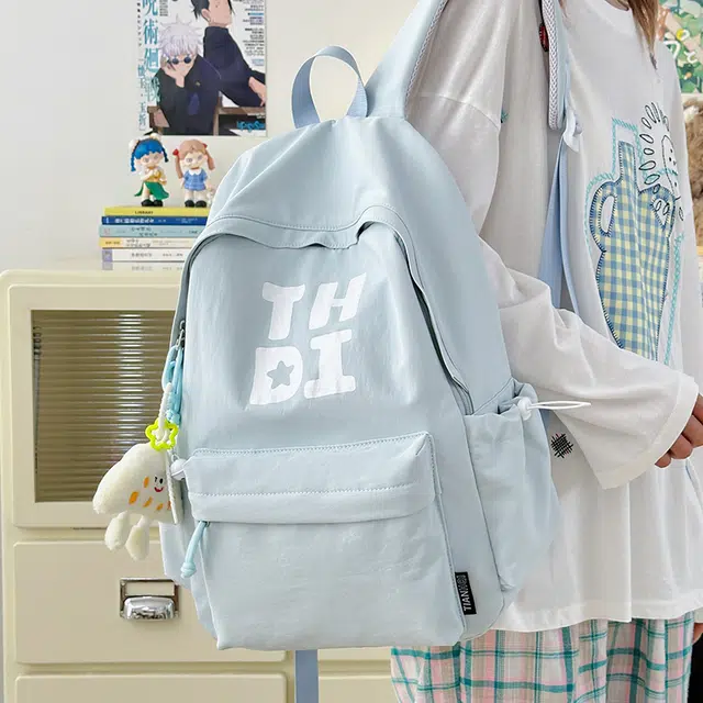 木木兔 书包女生初中生超大容量中学生高中小学生轻便减负  经典时尚小众设计 高级感 休闲拉链开合 尼龙布 双肩包 常规 卡其色