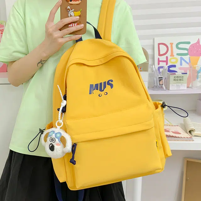 木木兔 减负书包 女生初中生高中超大容量中学生 小学生轻便 尼龙布 双肩包 常规 米白色