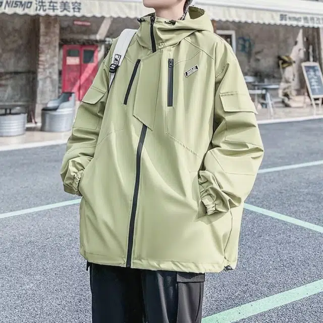 木木兔 薄款轻薄透气纯色防水拉链涂层连帽时尚轻便简约 超轻速干防紫外线防晒服 男款