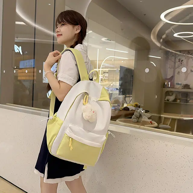 木木兔 书包女生高中超大容量中学生初中生小学生轻便 经典时尚小众设计 高级感 尼龙布 双肩包 常规 白色