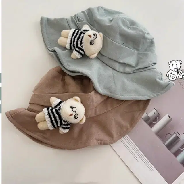 优莲茵 可爱立体眼镜小熊帽 大头围显脸小 文艺百搭遮阳 棉 渔夫帽 女款