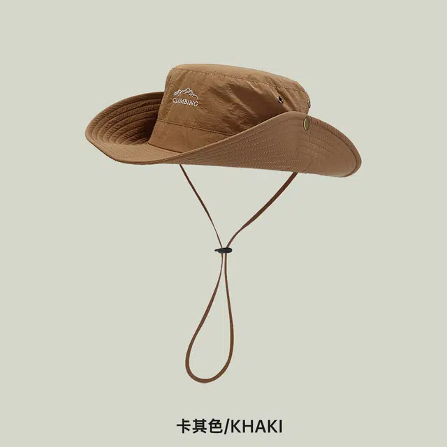 优莲茵 夏季防晒遮阳帽子 户外露营刺绣大檐速干登山帽 聚酯纤维 渔夫帽 男女同款情侣款