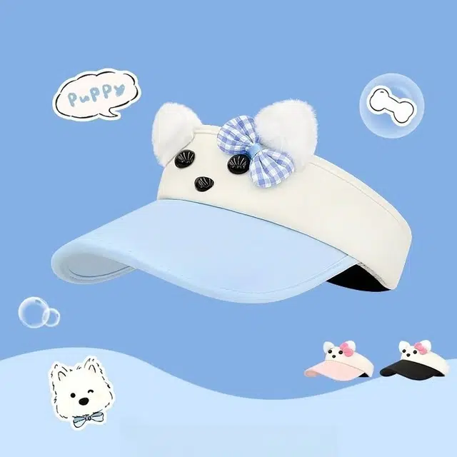 优莲茵 卡通小狗  户外可爱遮阳 棉 防晒帽 男女同款情侣款