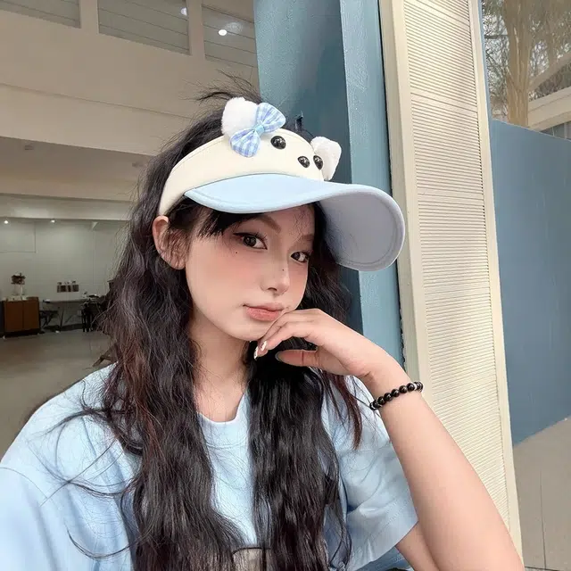 优莲茵 卡通小狗  户外可爱遮阳 棉 防晒帽 男女同款情侣款