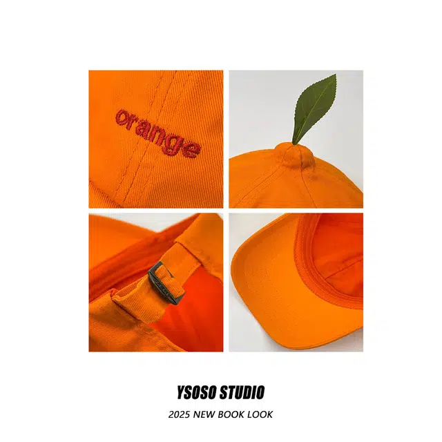 优莲茵 可爱搞怪小众设计款桔子刺绣显脸小软顶出游这样防晒弯檐防晒 棉 鸭舌帽 男女同款情侣款