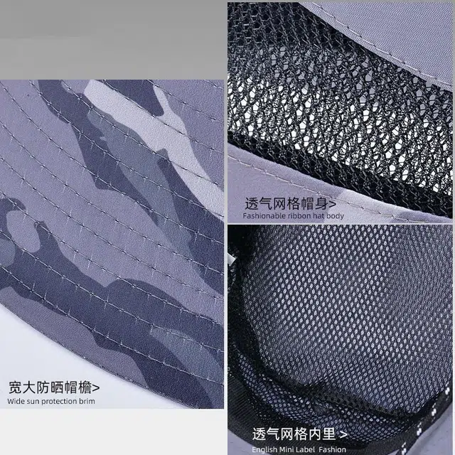 优莲茵 设计感迷彩防晒遮阳户外钓鱼大檐显脸小 时尚百搭个性潮流登山 轻便透气舒适 聚酯纤维 渔夫帽 男女同款情侣款