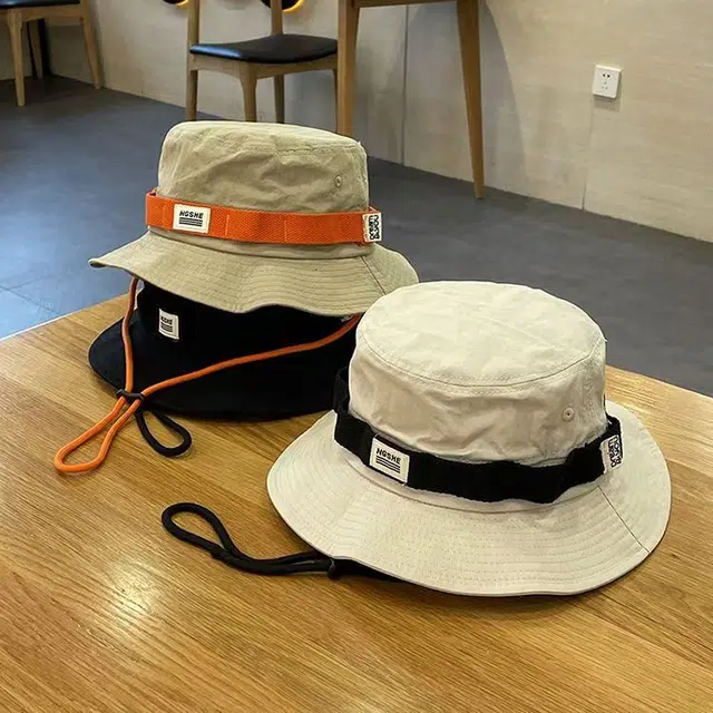 优莲茵 日系撞色复古夏季户外露营登山帽大檐太阳帽 可调节轻便百搭时尚透气 涤纶 渔夫帽 女款