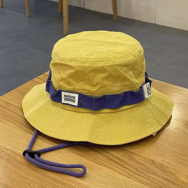 优莲茵 日系撞色复古夏季户外露营登山帽大檐太阳帽 可调节轻便百搭时尚透气 涤纶 渔夫帽 女款