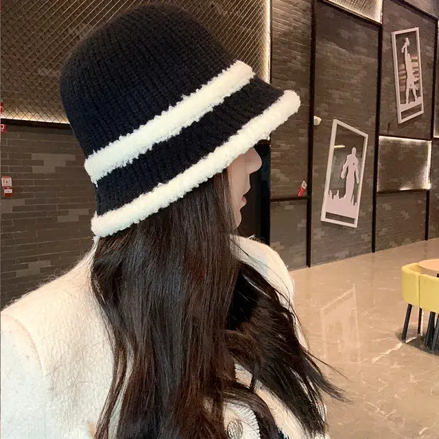 优莲茵 拼色百搭保暖防寒可爱 腈纶 渔夫帽 男女同款情侣款