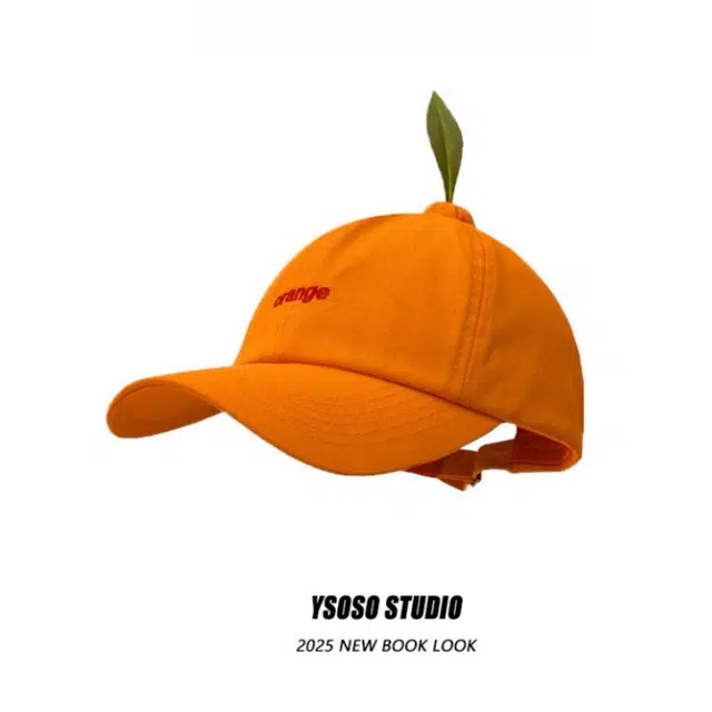 优莲茵 可爱搞怪小众设计款桔子刺绣显脸小软顶出游这样防晒弯檐防晒 棉 鸭舌帽 男女同款情侣款