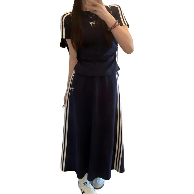 哒头下雨不愁 遮肚蝴蝶结短袖上衣休闲半身裙裙装套装 女款