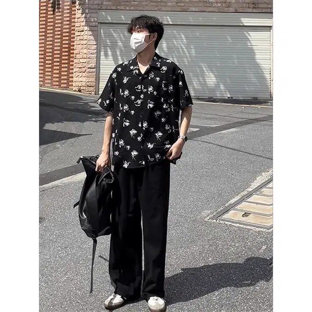黑马漫画 高级感潮牌痞帅休闲短袖衬衫 男女同款