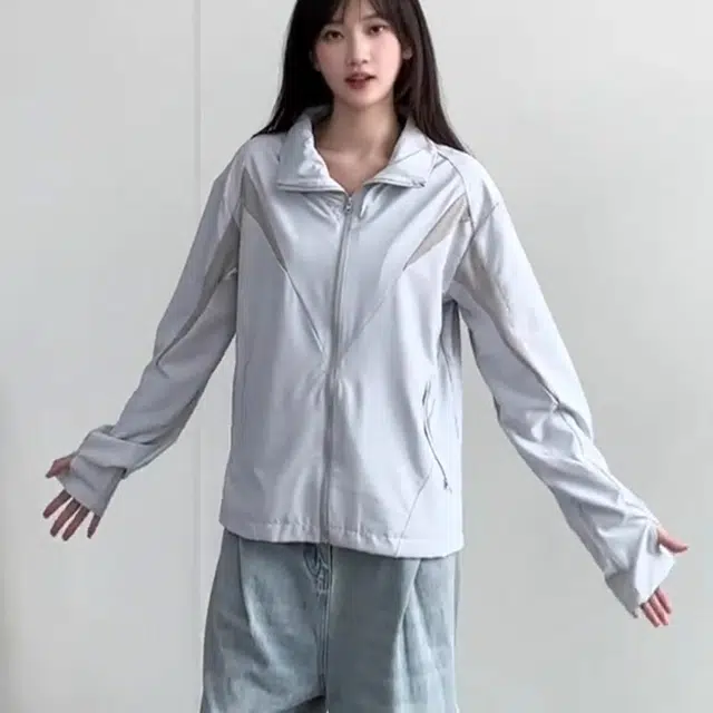 黑马漫画 冰丝凉感衣纯色轻薄透气立领外套防晒服 男女同款