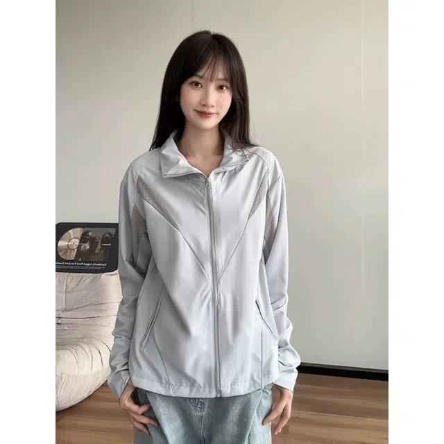 黑马漫画 冰丝凉感衣纯色轻薄透气立领外套防晒服 男女同款