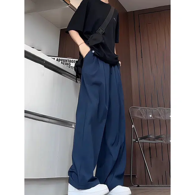 黑马漫画 夏季薄款速干垂感直筒百搭阔腿美式复古宽松慵懒风山本情侣休闲裤 男女同款