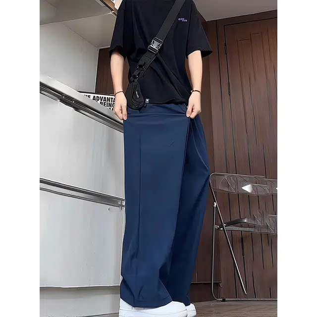 黑马漫画 夏季薄款速干垂感直筒百搭阔腿美式复古宽松慵懒风山本情侣休闲裤 男女同款