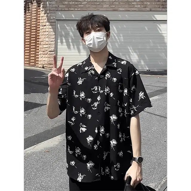黑马漫画 高级感潮牌痞帅休闲短袖衬衫 男女同款