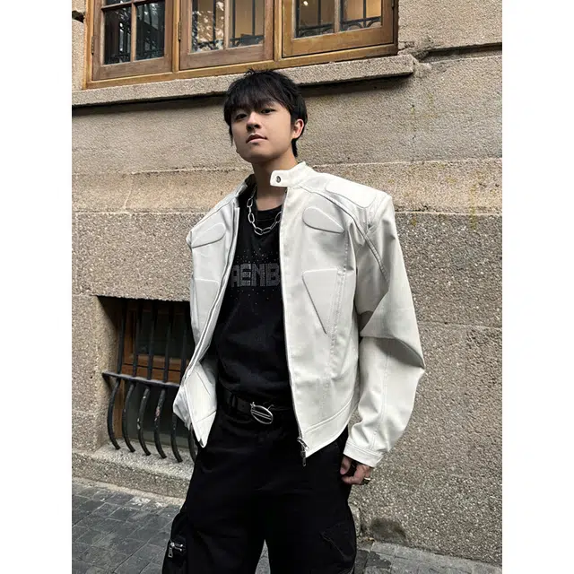 黑马漫画 皮衣春秋痞帅高级感美式立领飞行夹克外套 男女同款