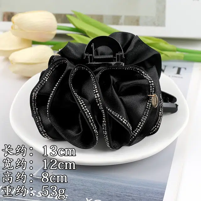 彤彤兔 韩式褶皱卷边轻奢高级感 布料 发夹 女款