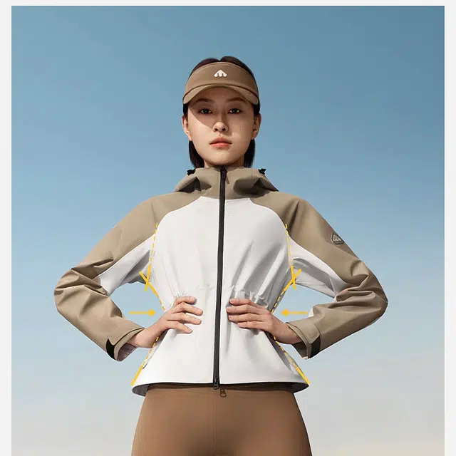 美力城  户外时尚百搭连帽拉链长袖  防水防风防紫外线冲锋衣 女款