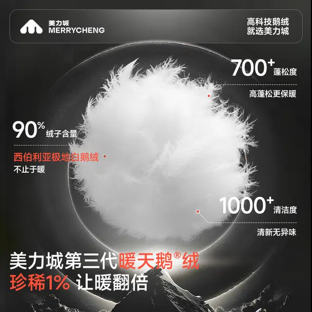 美力城 黑骑士保暖防风面包服鹅绒外套户外休闲百搭舒适轻便羽绒服 男款