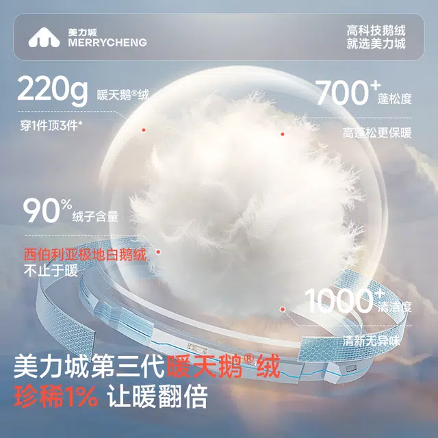 美力城 纯色休闲防风保暖舒适时尚鹅绒外套四格连帽宽松短款羽绒服 女款