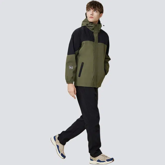 红豆 防风耐磨户外易打理山系工装风拼接撞色日常百搭休闲挺括连帽宽松外套夹克 男款