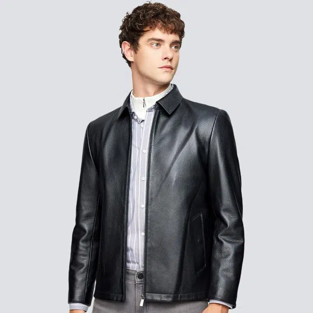 红豆 头层鹿皮真皮防风保暖轻奢高端皮夹克商务休闲秋冬外套皮衣 男款