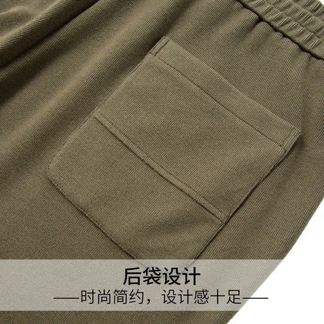 红豆 系带舒适纯色直筒宽松休闲裤 男款