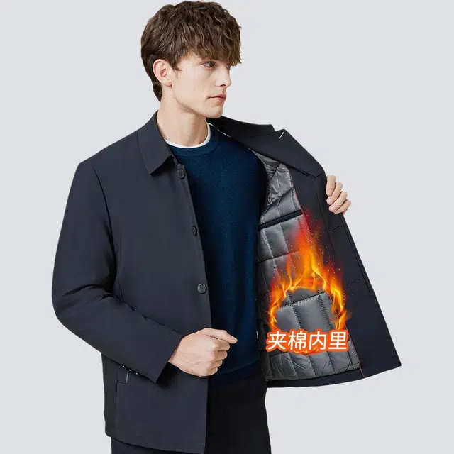 红豆 夹棉加厚衍缝保暖翻领防寒棉衣商务休闲夹克秋冬外套棉服 男款