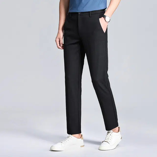 红豆 挺括易打理色织格纹轻薄透气弹力耐皱亲肤百搭直筒长裤休闲裤 男款