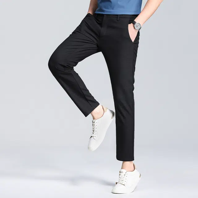 红豆 挺括易打理色织格纹轻薄透气弹力耐皱亲肤百搭直筒长裤休闲裤 男款