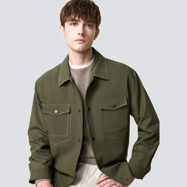 红豆 挺括有型易打理大口袋翻领工装休闲开衫通勤百搭外套夹克 男款