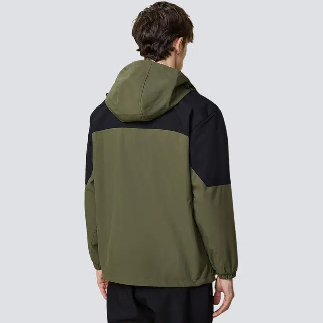 红豆 防风耐磨户外易打理山系工装风拼接撞色日常百搭休闲挺括连帽宽松外套夹克 男款