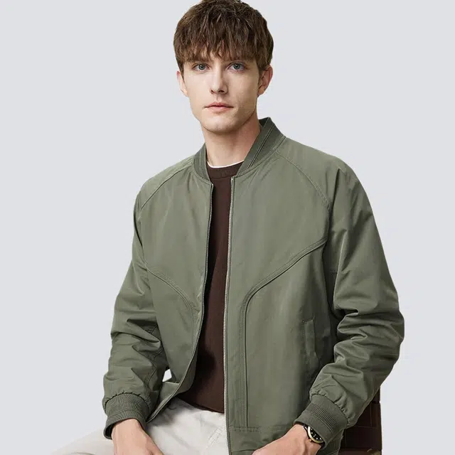 红豆 挺括有型飞行服棒球领休闲通勤工装百搭拉链耐皱易打理外套夹克 男款